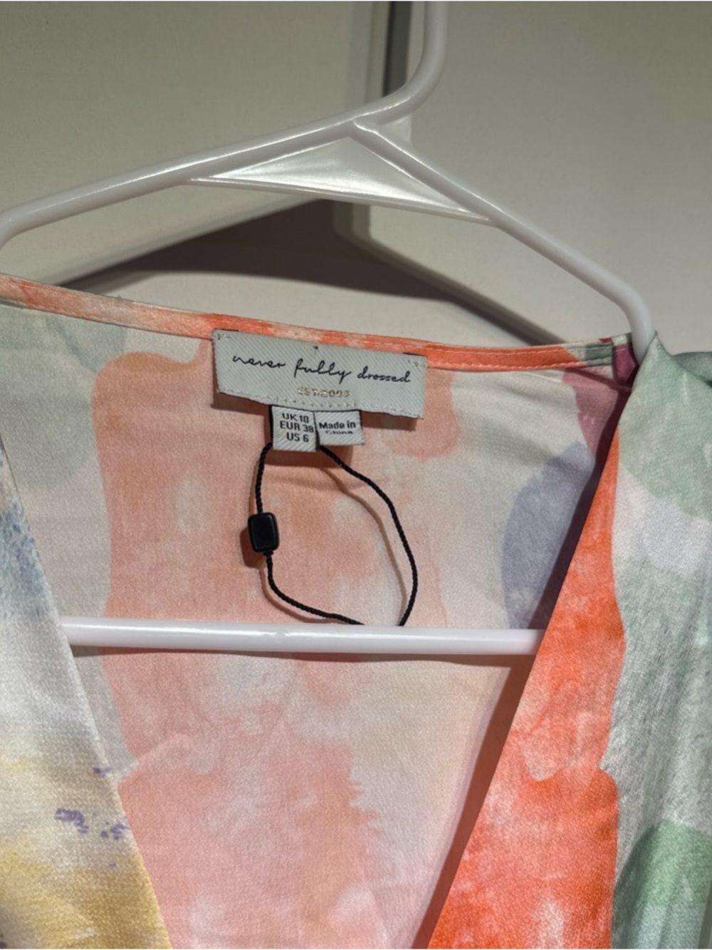 Never Fully Dressed Multi-Color Watercolor Wrap Mini Dress - Picture 3 of 5